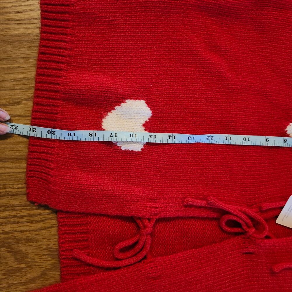 NWT Sincerely Jules Women Knit Cardigan Red Heart Print Tie Front – Size L - Picture 10 of 11